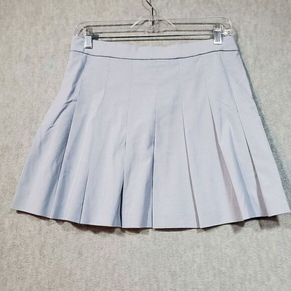 Uniqlo Skirt Womens Medium Blue Pleated Mini Solid Casual High Waist Back Zip - Picture 1 of 7